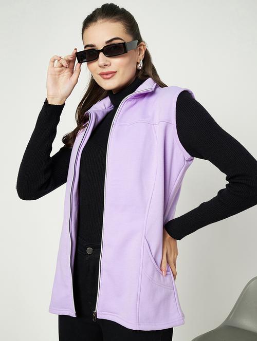 women solid sleeveless jacket - 22087103 - Very Small Image - 1