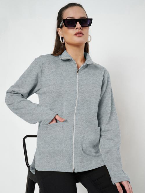 women solid stand collar long sleeve jacket - 22087120 - Very Small Image - 1