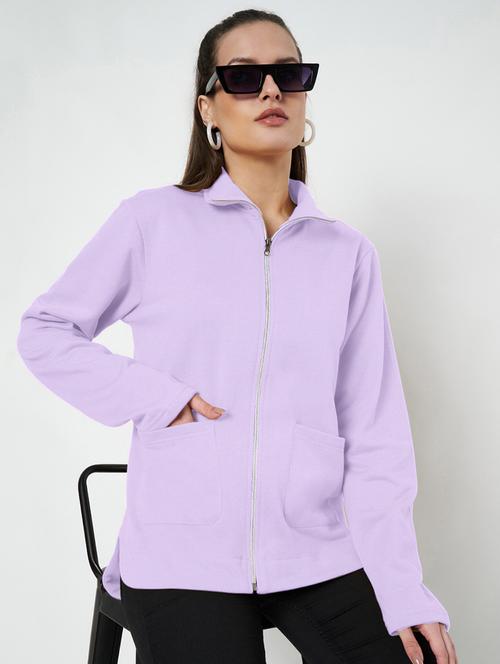 women solid stand collar long sleeve jacket - 22087121 - Very Small Image - 1