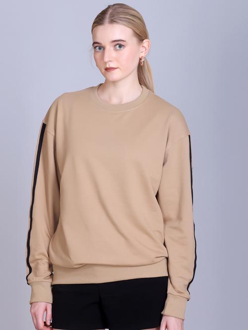 women solid round neck long sleeve sweatshirt - 22087133 - Very Small Image - 1