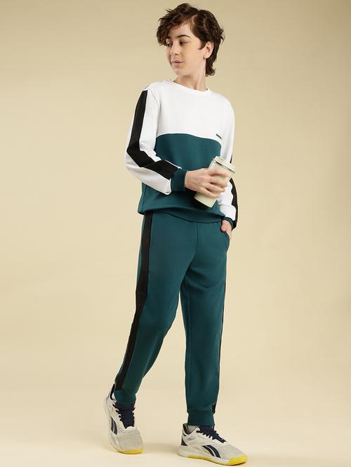 boys color block round neck full length track suit - 22087983 - Very Small Image - 1