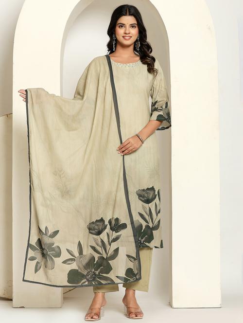 women floral three quarter sleeve kurta pant with dupatta set - 22088132 - Very Small Image - 1