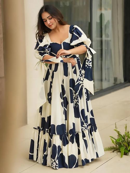 women floral print puff sleeve tiered dress - 22088836 - Very Small Image - 1