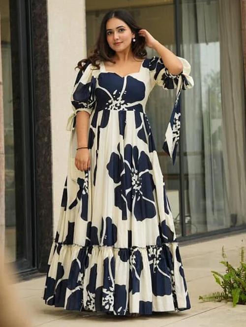 floral print tiered maxi dress puff sleeves - 22088883 - Very Small Image - 1
