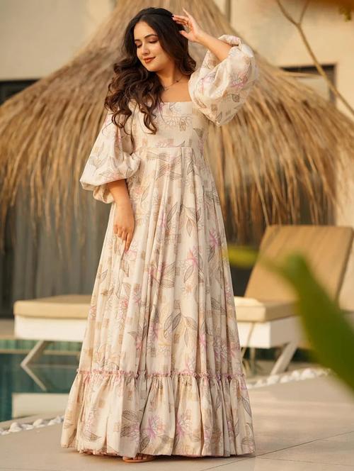 cream rayon ballon  dress - 22088887 - Very Small Image - 1