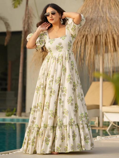 women floral print puff sleeve tiered dress - 22088903 - Very Small Image - 1