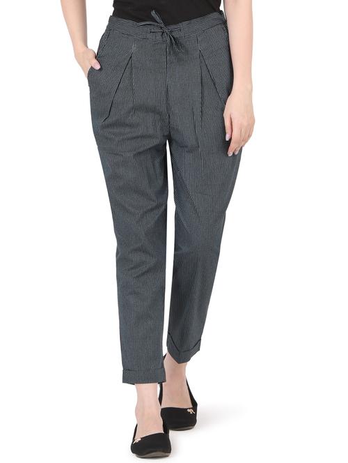 women striped high rise straight trouser - 22088965 - Very Small Image - 1