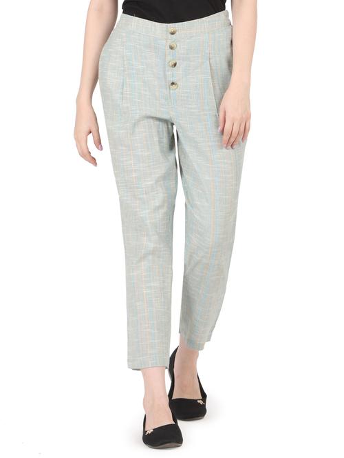 women solid high rise straight trouser - 22088973 - Very Small Image - 1