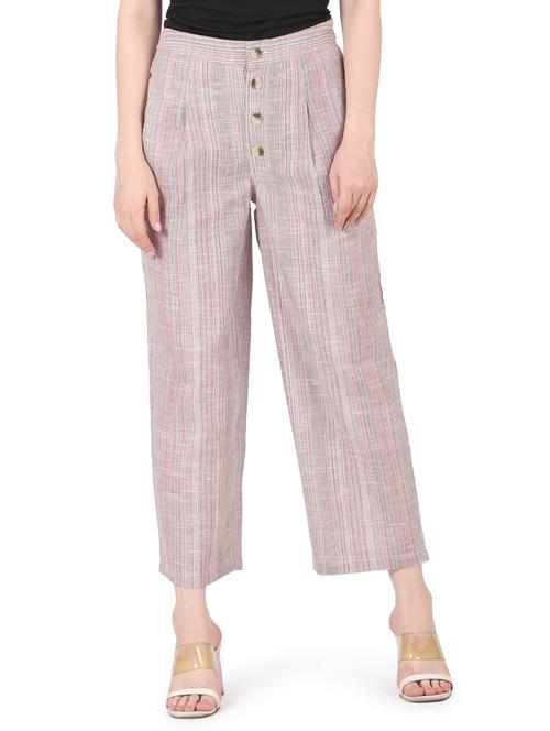 women striped high rise straight trouser - 22088974 - Very Small Image - 1