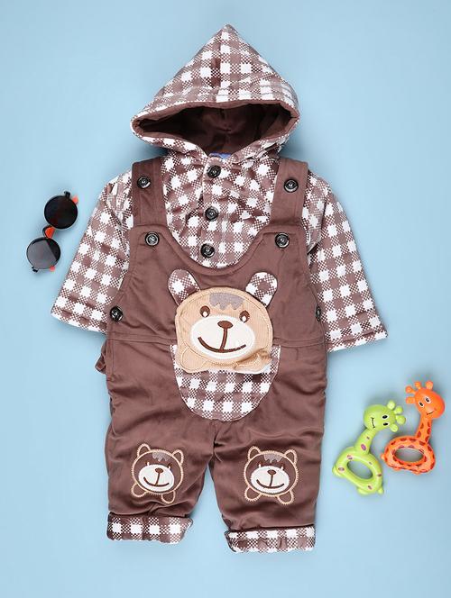 kids checkered long sleeve winterwear dungaree - 22089059 - Very Small Image - 1