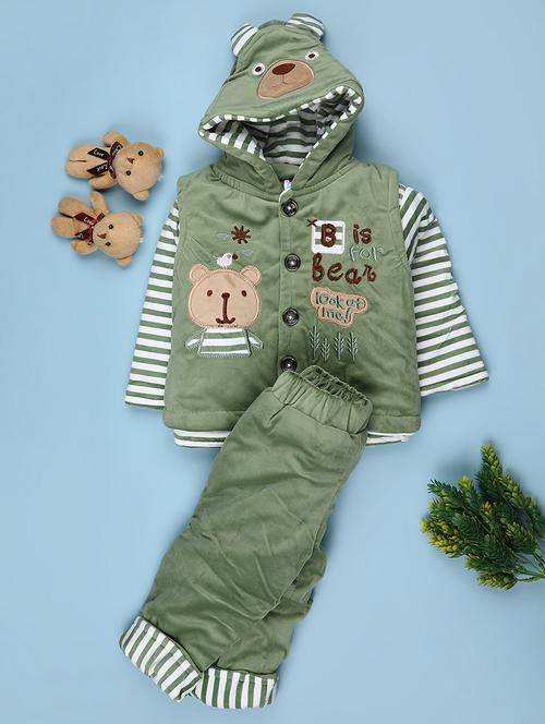 kids striped long sleeve winterwear full length set - 22089062 - Very Small Image - 1