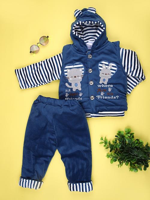 kids striped long sleeve winterwear full length set - 22089065 - Very Small Image - 1