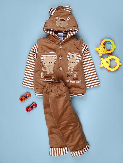 kids striped long sleeve winterwear full length set - 22089067 - Very Small Image - 1