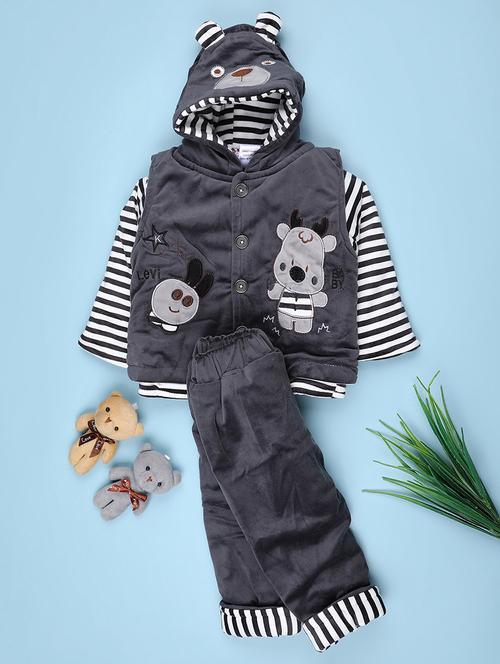 kids striped long sleeve winterwear full length set - 22089068 - Very Small Image - 1