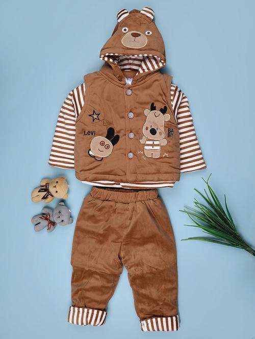 kids striped long sleeve winterwear full length set - 22089069 - Very Small Image - 1