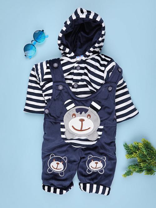 kids striped long sleeve winterwear dungaree - 22089071 - Very Small Image - 1