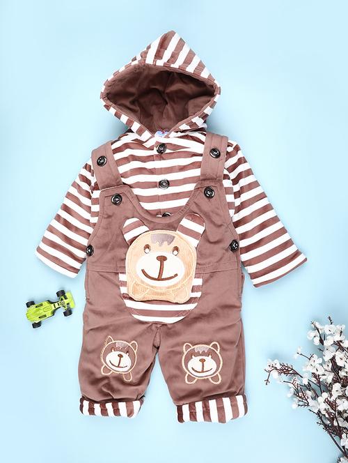 kids striped long sleeve winterwear dungaree - 22089072 - Very Small Image - 1
