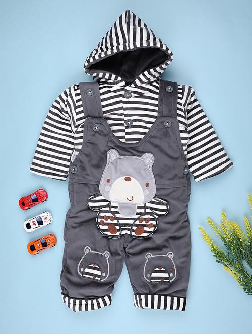 kids striped long sleeve winterwear dungaree - 22089075 - Very Small Image - 1