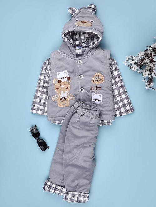 kids checkered long sleeve winterwear full length set - 22089081 - Very Small Image - 1