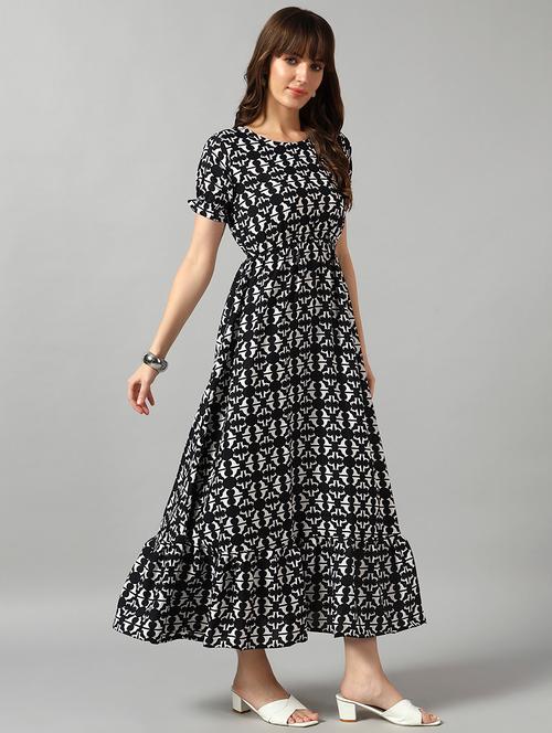 women printed short sleeve tiered dress - 22089292 - Very Small Image - 1