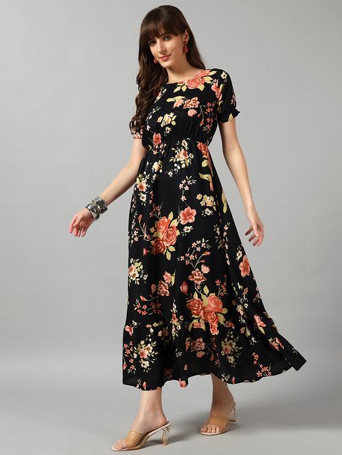 women printed short sleeve tiered dress - 22089296 - Very Small Image - 1
