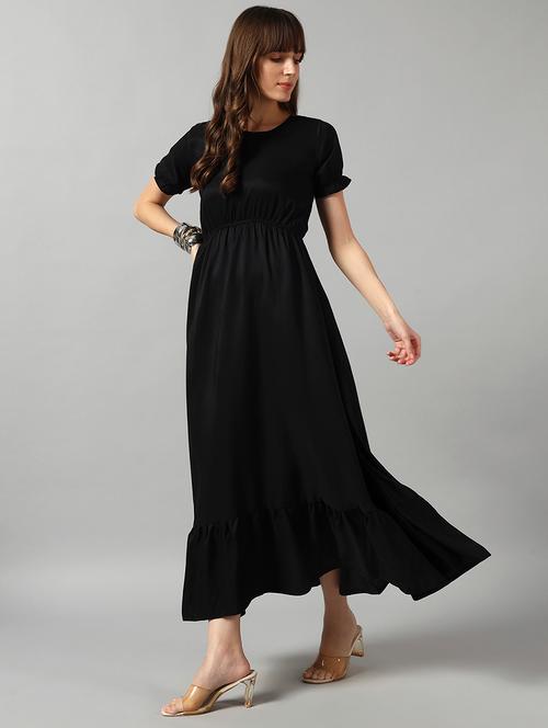 women solid puff sleeve tiered dress - 22089321 - Very Small Image - 1