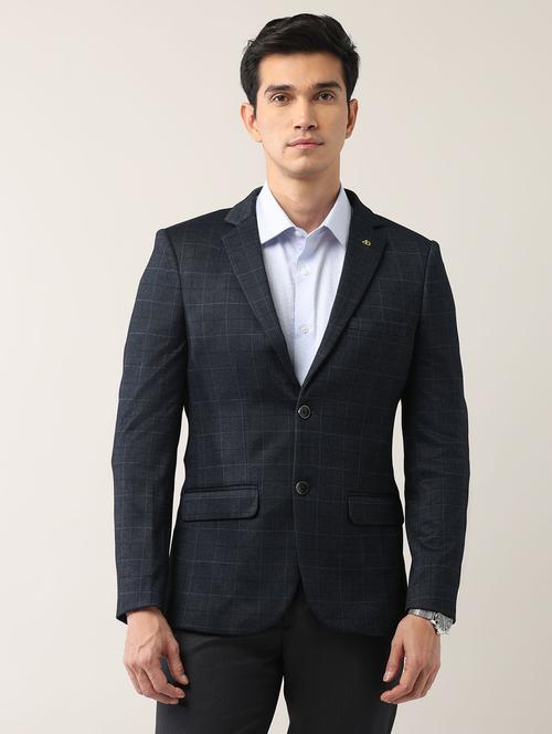 men checkered lapel collar single breasted formal blazer - 22092302 - Very Small Image - 1