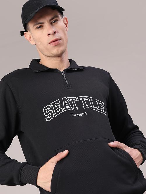 men printed long sleeve polo sweatshirt - 22092742 - Very Small Image - 1