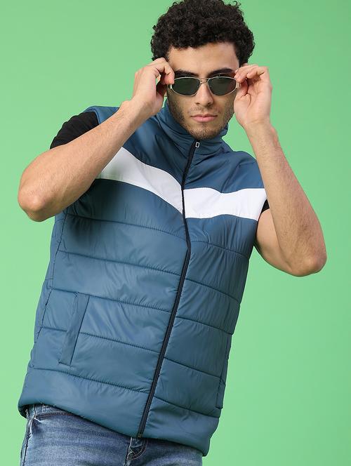 men color block sleeveless lightweight puffer jacket - 22092948 - Very Small Image - 1