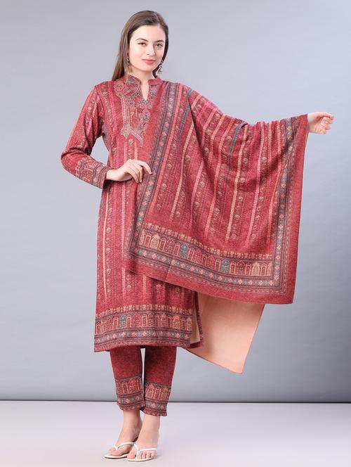 women printed long sleeve kurta pant with dupatta set - 22093099 - Very Small Image - 1