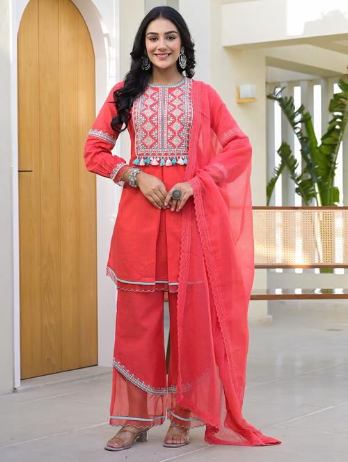 women embroidered long sleeve kurta pant with dupatta set - 22093253 - Very Small Image - 1