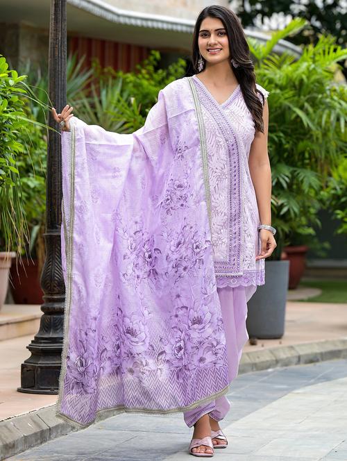 women embroidered sleeveless kurta salwar with dupatta set - 22093255 - Very Small Image - 1