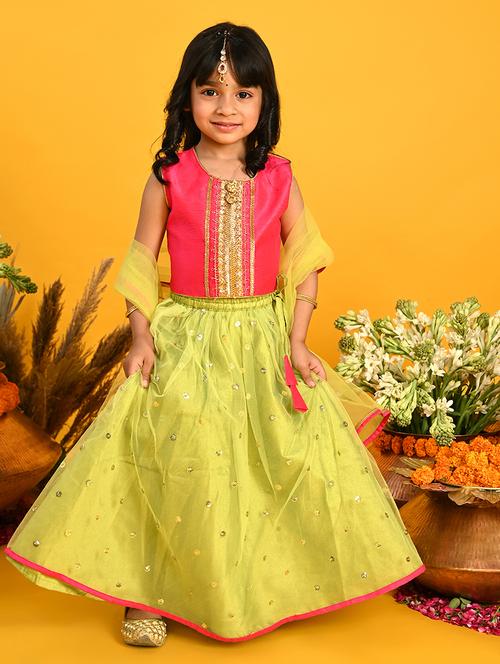 girls embellished lehenga choli with dupatta set - 22093363 - Very Small Image - 1