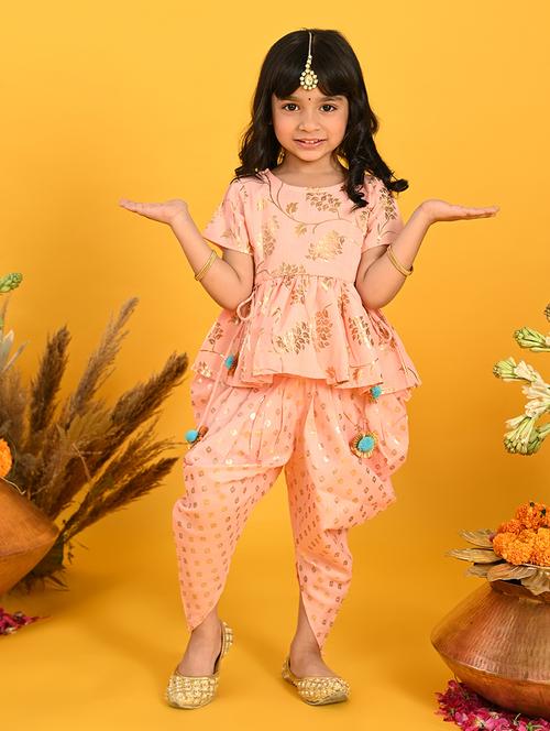 girls foil print kurta and dhoti set  - 22093387 - Very Small Image - 1