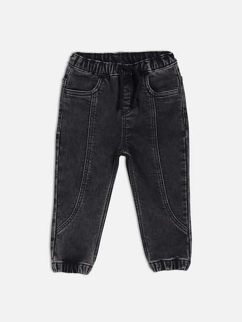 boys solid mid rise denim jogger - 22093431 - Very Small Image - 1