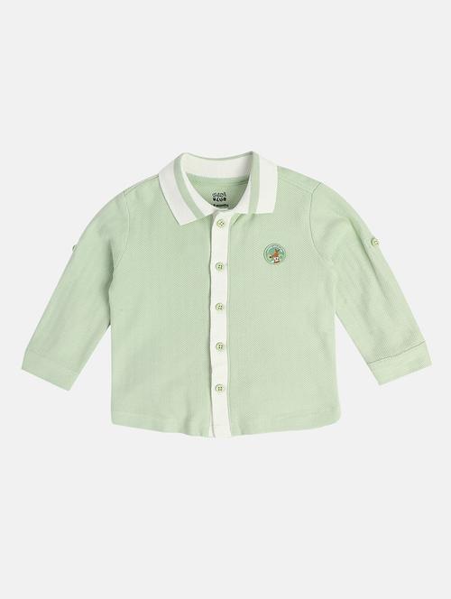 boys solid roll-up sleeve collared shirt - 22093496 - Very Small Image - 1