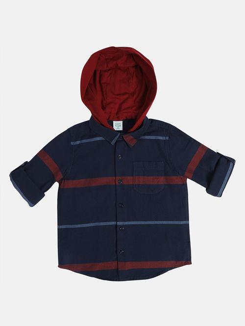 boys striped long sleeve hooded shirt - 22093500 - Very Small Image - 1