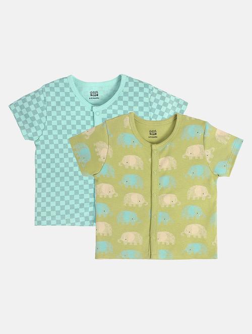 infant pack of 2 printed short sleeve front-open t-shirt - 22093503 - Very Small Image - 1