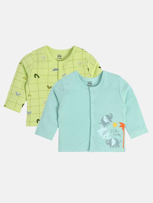 infant pack of 2 printed long sleeve front-open t-shirt - 22093504 - Very Small Image - 1