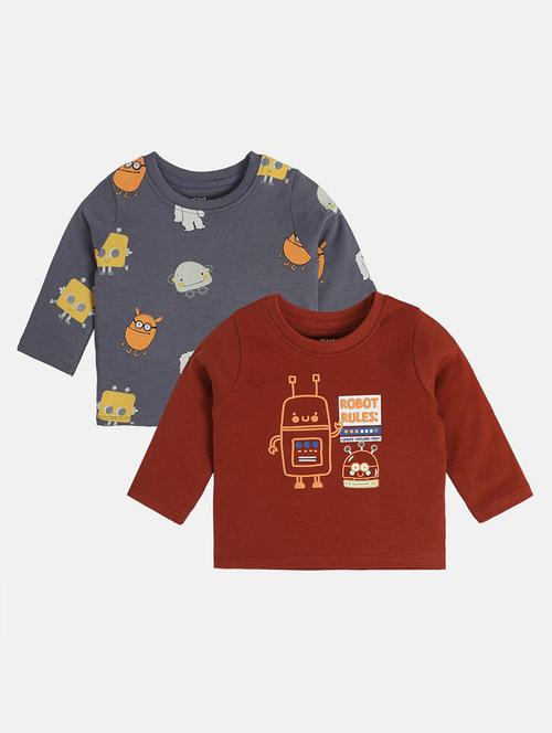 infant pack of 2 printed long sleeve front-open t-shirt - 22093512 - Very Small Image - 1
