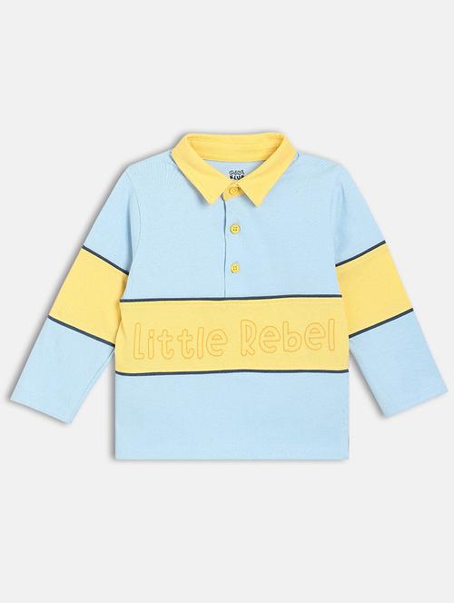boys color blocked long sleeve polo t-shirt - 22093533 - Very Small Image - 1
