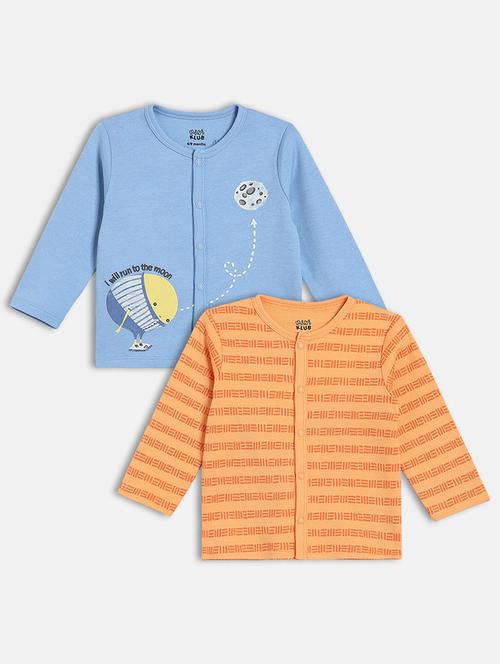 infant pack of 2 printed long sleeve front-open t-shirt - 22093552 - Very Small Image - 1