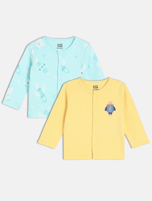 infant pack of 2 printed long sleeve front-open t-shirt - 22093553 - Very Small Image - 1