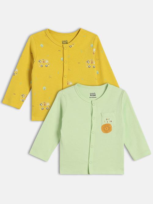 infant pack of 2 printed long sleeve front-open t-shirt - 22093560 - Very Small Image - 1