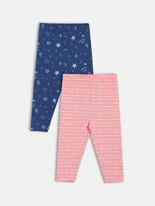 girls pack of 2 printed mid rise loungewear pyjama - 22093746 - Very Small Image - 1
