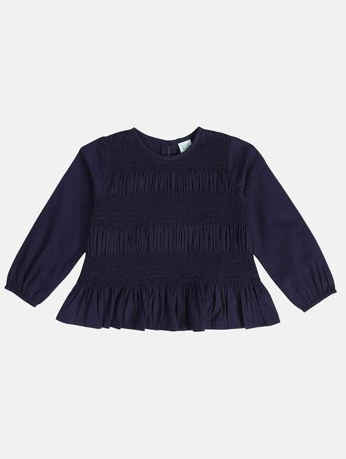 girls navy blue solid long sleeve top - 22093812 - Very Small Image - 1