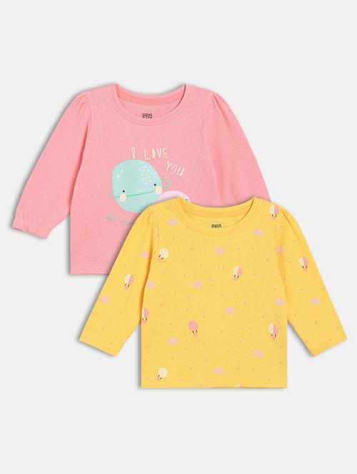 girls pack of 2 printed long sleeve tee - 22093839 - Very Small Image - 1
