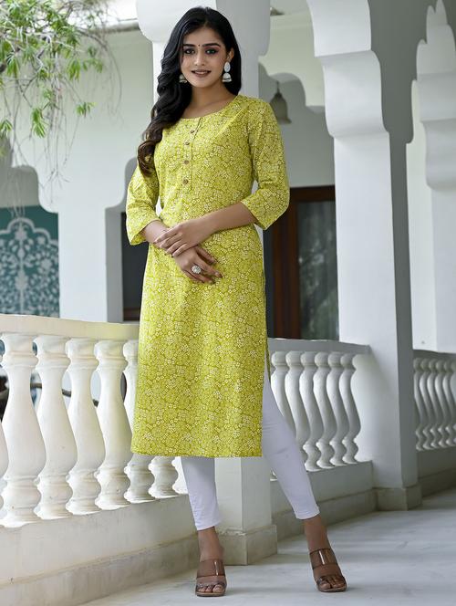 women printed three quarter sleeve straight kurta - 22094126 - Very Small Image - 1