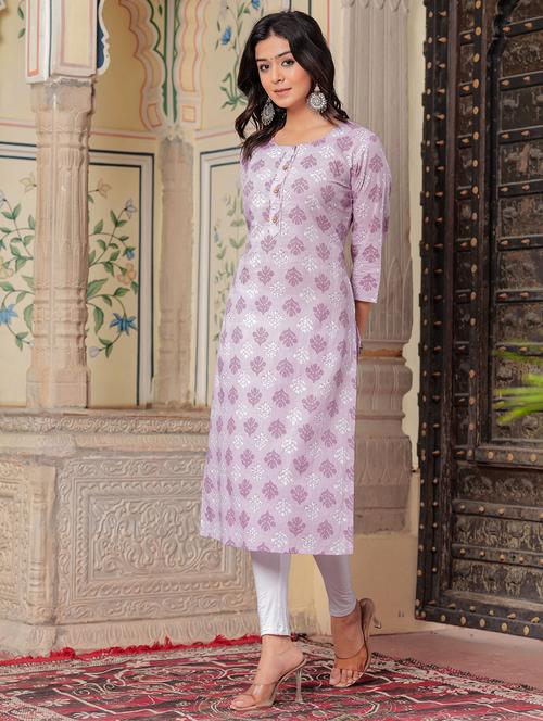 women printed three quarter sleeve straight kurta - 22094139 - Very Small Image - 1