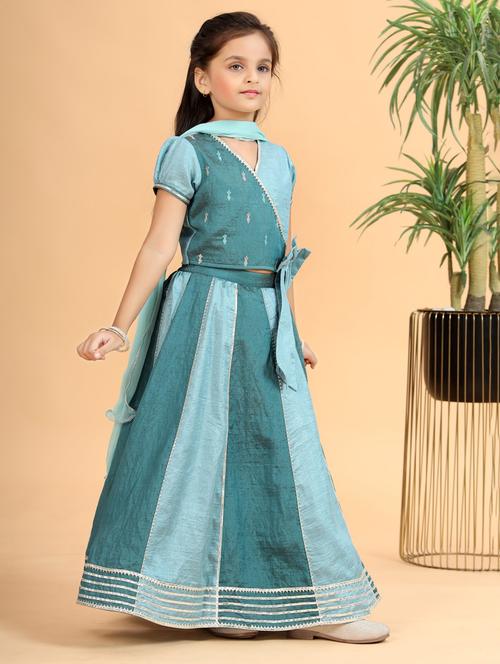 girls color blocked lehenga and choli with dupatta - 22094184 - Very Small Image - 1